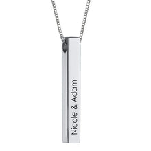 Personalized Engraved 3D Bar Necklace